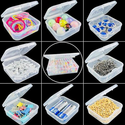 Small Beads Organizers and Storage Plastic Cases Mini Clear Diamond Storage Containers Boxes with Hinged Lid and Rectangle for Bracelet Making DIY Craft Nail-30 grids in Kuwait