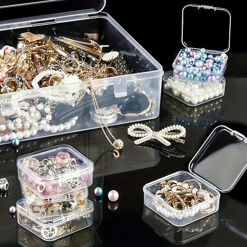 Small Beads Organizers and Storage Plastic Cases Mini Clear Diamond Storage Containers Boxes with Hinged Lid and Rectangle for Bracelet Making DIY Craft Nail-30 grids in Kuwait