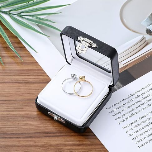 Small Display Box, 2 Pack 2.2x2.2x0.9Inch PU Leather Gemstone Display Case Small Coin Storage Box Gem Holder with Lid and Sponge for Jewelry Trade Show Coin Gems Displaying, Black in Saudi Arabia