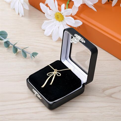 Small Display Box, 2 Pack 2.2x2.2x0.9Inch PU Leather Gemstone Display Case Small Coin Storage Box Gem Holder with Lid and Sponge for Jewelry Trade Show Coin Gems Displaying, Black in Saudi Arabia