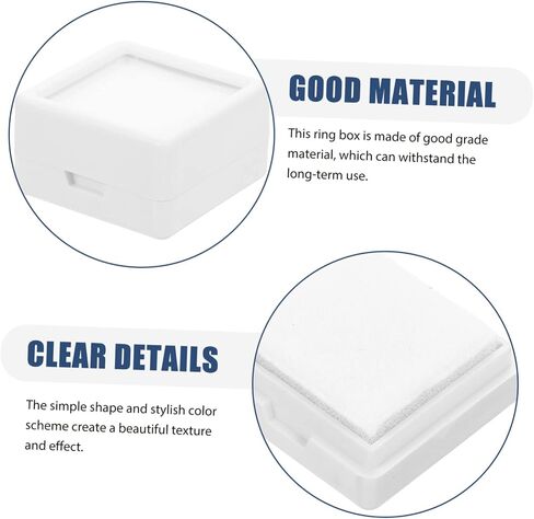 VANZACK 20Pcs White Abs Ring Box Organizer Acrylic Jewelry Display Case for Proposal Supplies Romantic Ring Storage for Wedding Anniversary Festival in Kuwait