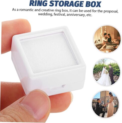 VANZACK 20Pcs White Abs Ring Box Organizer Acrylic Jewelry Display Case for Proposal Supplies Romantic Ring Storage for Wedding Anniversary Festival in Kuwait