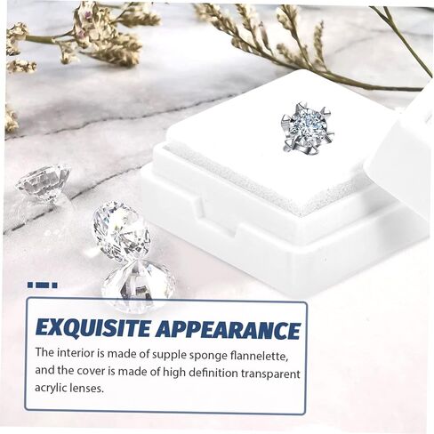 VANZACK 20Pcs White Abs Ring Box Organizer Acrylic Jewelry Display Case for Proposal Supplies Romantic Ring Storage for Wedding Anniversary Festival in Kuwait