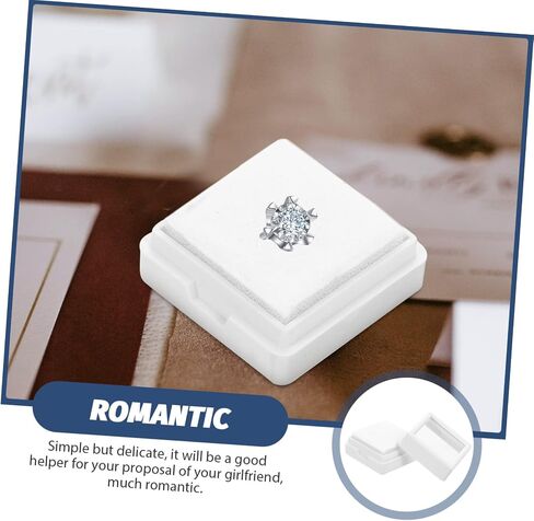 VANZACK 20Pcs White Abs Ring Box Organizer Acrylic Jewelry Display Case for Proposal Supplies Romantic Ring Storage for Wedding Anniversary Festival in Kuwait