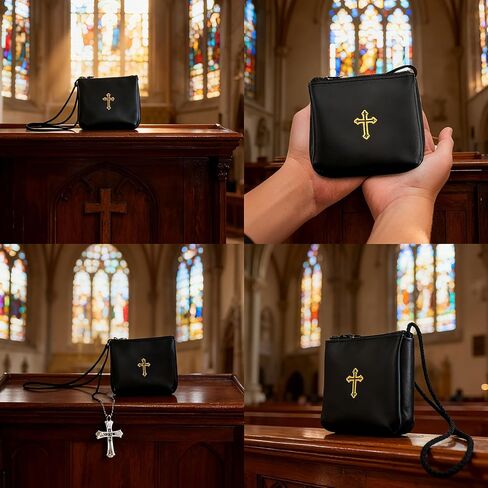 Genuine Leather Communion Burse for Pyx – Catholic Pyx Case Fits Pyxes up to 30 Hosts, Perfect for Host Priests Deacons Gifts in Saudi Arabia
