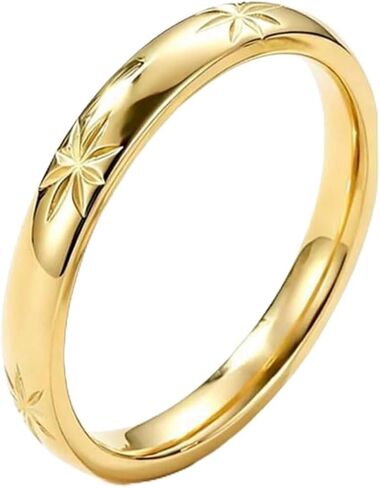 JUDE Jewelers 3mm Stainless Steel Carved Stars Minimalist Statement Wedding Band Anniversary Stackable Ring in Kuwait