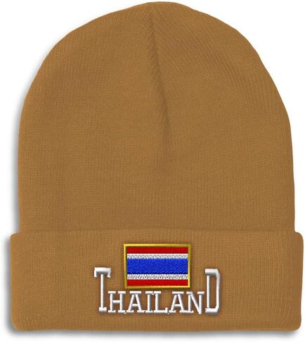 Custom Beanies for Men Thailand Thai Country Flag Ratcha Anachak Skull Cap Acrylic One Size in Kuwait