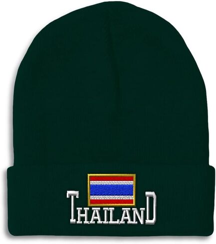 Custom Beanies for Men Thailand Thai Country Flag Ratcha Anachak Skull Cap Acrylic One Size in Kuwait