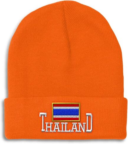 Custom Beanies for Men Thailand Thai Country Flag Ratcha Anachak Skull Cap Acrylic One Size in Kuwait