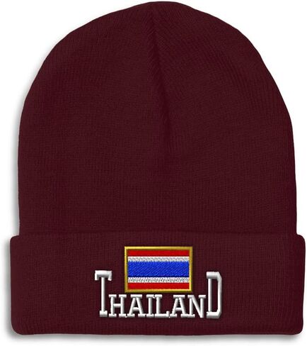 Custom Beanies for Men Thailand Thai Country Flag Ratcha Anachak Skull Cap Acrylic One Size in Kuwait