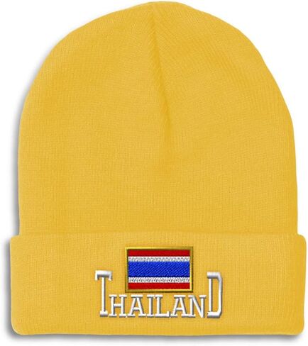 Custom Beanies for Men Thailand Thai Country Flag Ratcha Anachak Skull Cap Acrylic One Size in Kuwait