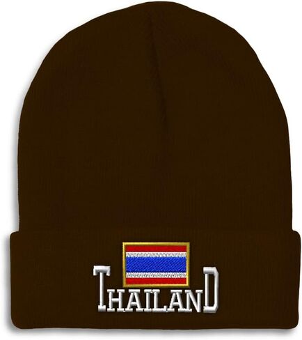 Custom Beanies for Men Thailand Thai Country Flag Ratcha Anachak Skull Cap Acrylic One Size in Kuwait