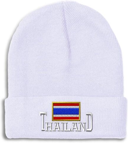 Custom Beanies for Men Thailand Thai Country Flag Ratcha Anachak Skull Cap Acrylic One Size in Kuwait