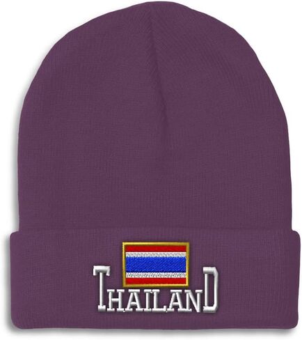 Custom Beanies for Men Thailand Thai Country Flag Ratcha Anachak Skull Cap Acrylic One Size in Kuwait