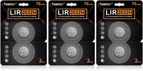 Lir2032h 70mAh Rechargeable Battery 6-Pcs | 3.7v,Rechargeable 2032h Batteries, For Key Fob, High Capacity, cr2032 Button Batteries in Saudi Arabia