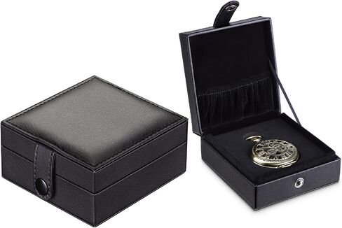 SIBOSUN Luxury PU Leather Pocket Watch Box Display Case Storage Case Black Pocket Watches Gift Box Jewelry Organizer for Men Women Gifts Box in Saudi Arabia