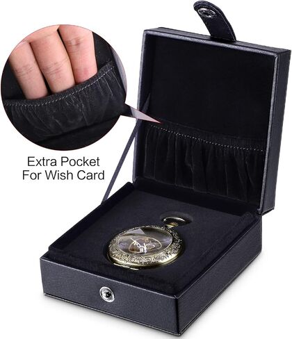 SIBOSUN Luxury PU Leather Pocket Watch Box Display Case Storage Case Black Pocket Watches Gift Box Jewelry Organizer for Men Women Gifts Box in Saudi Arabia