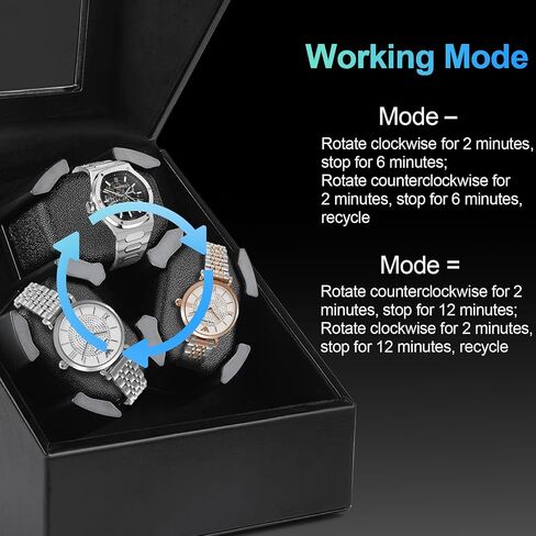 J&T Technology Automatic Watch Winder for Rolex and Other Luxury Watches -,Watch Winider for 3 Automatic Watches with Japanese Quiet Mabuchi Motor,2 Rotation Modes,Memory Foam Pillows(AC Powered) -Premium Black PU Leather in Saudi Arabia