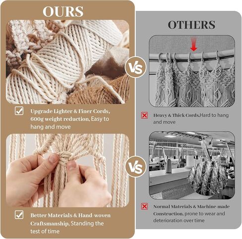 Boshen Macrame Boho Handmade Curtain, 1 Panel Tassels Doorway Window Wall Decor, 100% Cotton Art Craftsmanship Room Divider Wall Hanging for Bedroom, Living Room, Wedding, 75" L x 59" W Kakki in Saudi Arabia