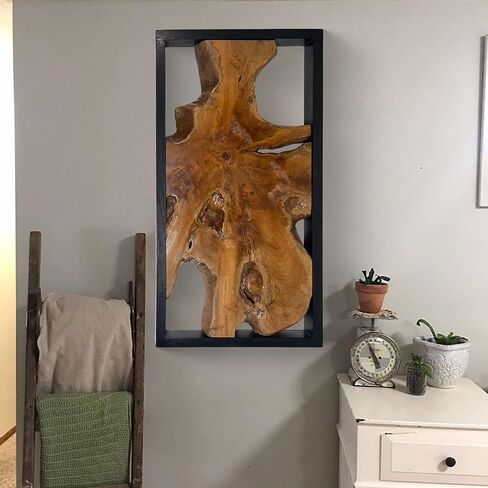 Greenage Teak Wall Decor 17"X31.5"X2.4" Farmhouse Rectangle Rustic Art Hanging Decoration for Home Living Room Bedroom Office in Saudi Arabia