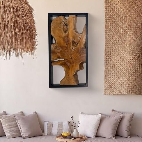 Greenage Teak Wall Decor 17"X31.5"X2.4" Farmhouse Rectangle Rustic Art Hanging Decoration for Home Living Room Bedroom Office in Saudi Arabia