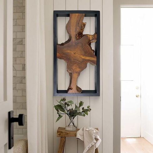 Greenage Teak Wall Decor 17"X31.5"X2.4" Farmhouse Rectangle Rustic Art Hanging Decoration for Home Living Room Bedroom Office in Saudi Arabia