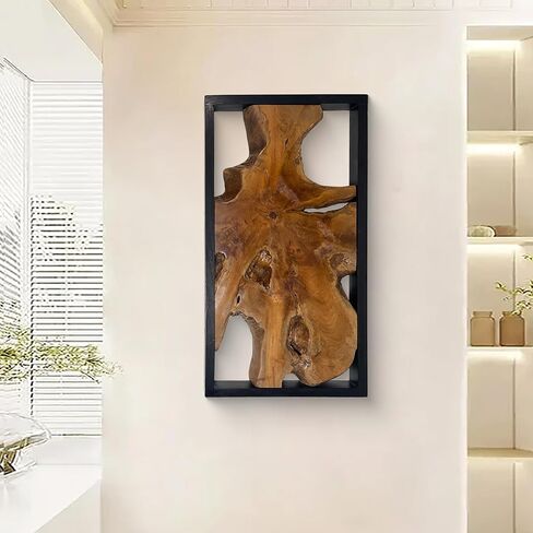 Greenage Teak Wall Decor 17"X31.5"X2.4" Farmhouse Rectangle Rustic Art Hanging Decoration for Home Living Room Bedroom Office in Saudi Arabia