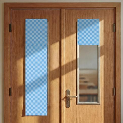 2 Pack Classroom Door Window Cover 36 x 8 Inch Checkerboard Door Window Curtains Blackout Lockdown Shades for Classroom, Office, Porch, Kitchen, Room Cover Shade(Pink) in Saudi Arabia