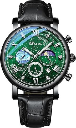 Tiong Men's Business Chronograph Watch - Stainless Steel Band, Moon Phase & Six-Hand - Waterproof, Luminous Date Display Quartz Wristwatch in Saudi Arabia