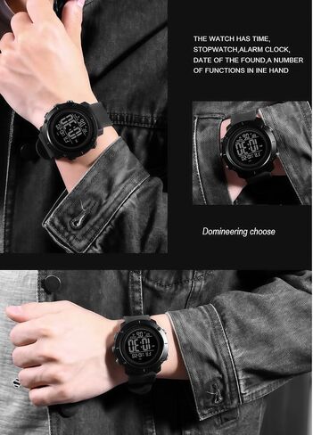 OLAZONE Men Digital Watch Sports Waterproof Military Back Light Small Watch for Men Black in Saudi Arabia