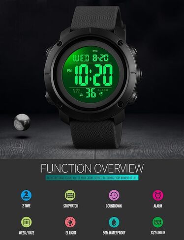 OLAZONE Men Digital Watch Sports Waterproof Military Back Light Small Watch for Men Black in Saudi Arabia