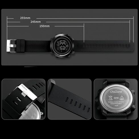 OLAZONE Men Digital Watch Sports Waterproof Military Back Light Small Watch for Men Black in Saudi Arabia
