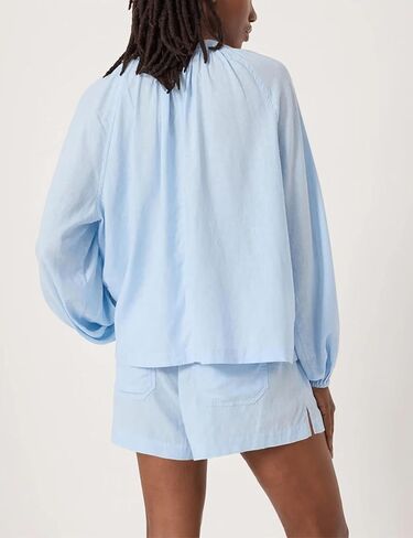 Wanzetaly Women's 2 Piece Sets Long Sleeve Button Down Shirt Matching Shorts Sets Spring Outfit 2026(0679-Blue-M) in Saudi Arabia