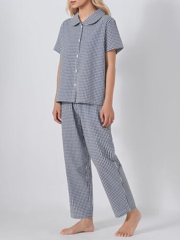 Women's Petite Seersucker Button Up Pajama Set Cotton Gingham 2 Piece Outfits in Saudi Arabia