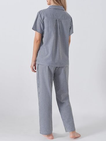 Women's Petite Seersucker Button Up Pajama Set Cotton Gingham 2 Piece Outfits in Saudi Arabia