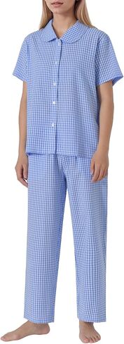 Women's Petite Seersucker Button Up Pajama Set Cotton Gingham 2 Piece Outfits in Saudi Arabia
