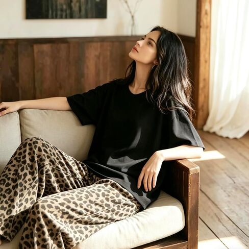 Women's Soft Printed 2 Pack Pajamas Set Short Sleeve Top & Pants Lounge Sleepwear with Pockets in Kuwait
