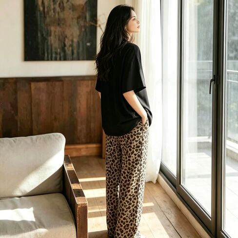 Women's Soft Printed 2 Pack Pajamas Set Short Sleeve Top & Pants Lounge Sleepwear with Pockets in Kuwait