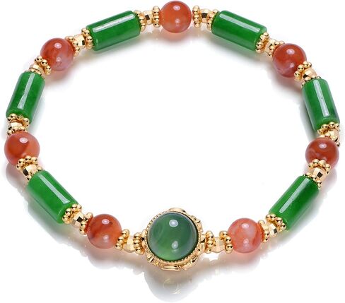 Elastic Stretch Bracelet for Women, Copper Gold Plated Tarnish Resistant Metal Spacer Beads, Adjustable Fit for Most Wrist Sizes in Kuwait