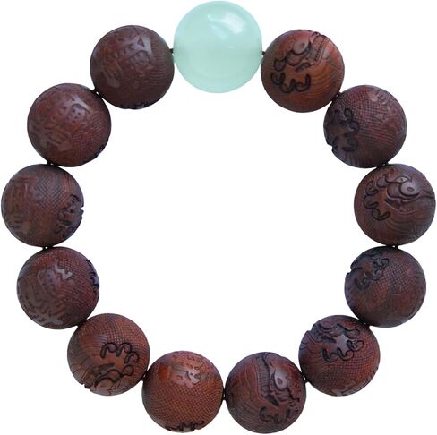 Pixiu Feng Shui Wealth Bracelet for Men Women Handmade Wood Adjustable Good Luck Prosperity Jewelry with Glow in Dark Bead Spiritual Protection Gift in Saudi Arabia