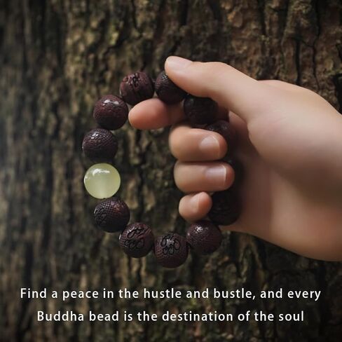 Pixiu Feng Shui Wealth Bracelet for Men Women Handmade Wood Adjustable Good Luck Prosperity Jewelry with Glow in Dark Bead Spiritual Protection Gift in Saudi Arabia