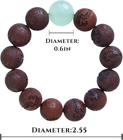 Pixiu Feng Shui Wealth Bracelet for Men Women Handmade Wood Adjustable Good Luck Prosperity Jewelry with Glow in Dark Bead Spiritual Protection Gift in Saudi Arabia