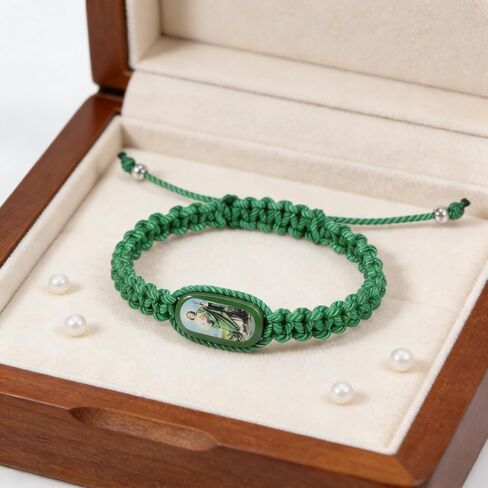 6Pcs St. Jude Beaded Bracelet Set – Made of Alloy and Nylon String, Adjustable Size, Ideal Gift for First Communion and Christmas in Saudi Arabia