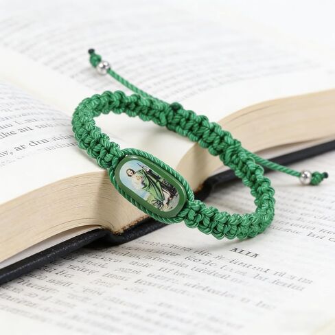 6Pcs St. Jude Beaded Bracelet Set – Made of Alloy and Nylon String, Adjustable Size, Ideal Gift for First Communion and Christmas in Saudi Arabia