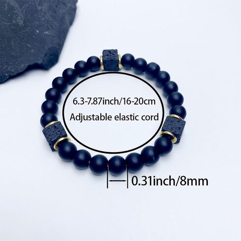 Beaded Stretch Bracelets for Women Natural Obsidian Lava Rock Bracelet for Inner Strength Enhancement Jewelry Gift in Kuwait
