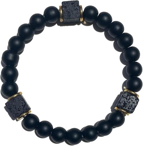 Beaded Stretch Bracelets for Women Natural Obsidian Lava Rock Bracelet for Inner Strength Enhancement Jewelry Gift in Kuwait