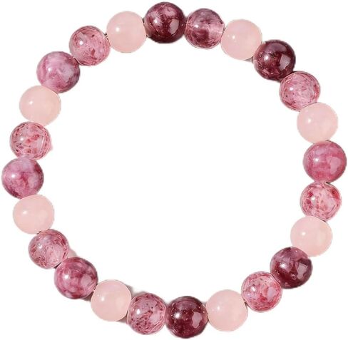 Natural Stretch Gemstone Bracelet for Women Men,8mm Bead Crystal Semi-Precious Gem,Elastic Handmade Round Beaded Stone,Spiritual Energy Yoga Chakra Jewelry for Her Him Wife Mom Gifts in Saudi Arabia