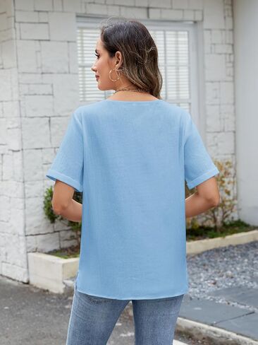 Womens Tunic Tops Plus Size Blouse Dressy Casual Loose Fit Elegant Street Wear Short Sleeve Round Neck Leaf Print in Saudi Arabia
