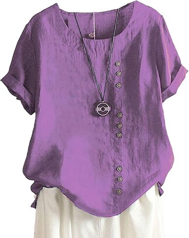 Womens Tunic Tops Plus Size Blouse Dressy Casual Loose Fit Elegant Street Wear Short Sleeve Round Neck Leaf Print in Saudi Arabia