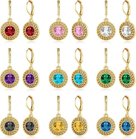 Dangle Earrings for Women Multicolor Crystal Drop Boho Earrings Set Leverback Vintage Earrings 925 Silver and 14K Gold Plated Hypoallergenic Fashion Cubic Zirconia Dangle Earrings Trendy Jewelry Gifts for Women in Kuwait